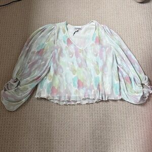 Ganni Pastel V-Neck Blouse